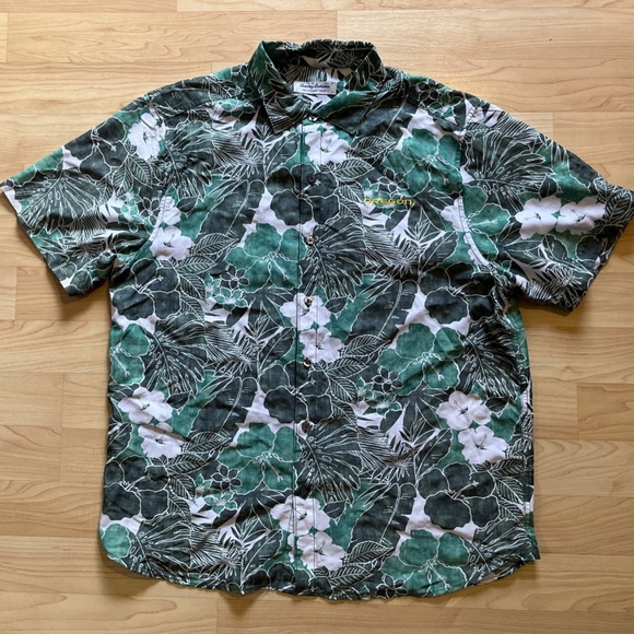 Tommy Bahama Oregon Ducks Hawaiian Floral Button Up Shirt Men's L - Picture 1 of 8